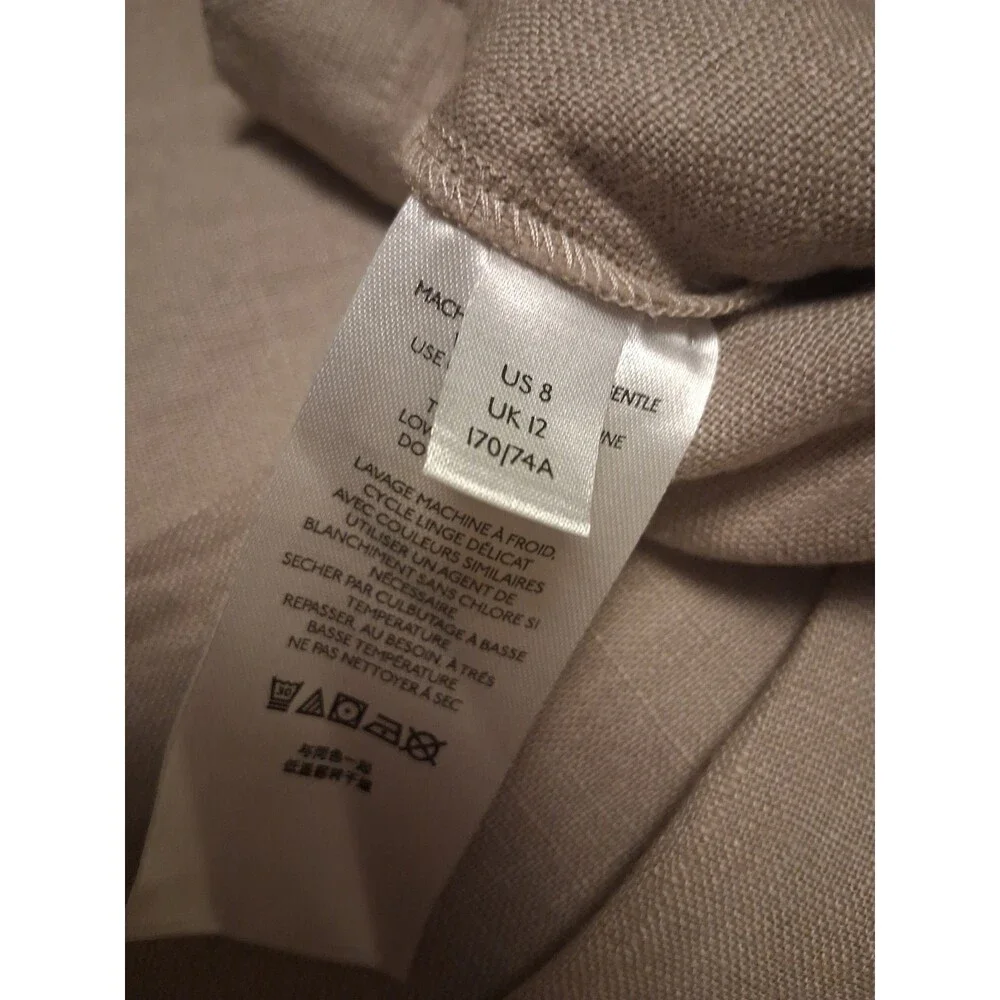 Free People Lyla 100 % Linen Wide Leg Pants In Sand Size 8 NWT